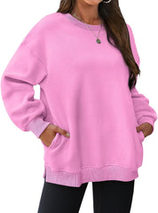 Oversized Crewneck Sweatshirt Women Long Sleeve Solid Color Cotton Casual Fall Winter Pullover Sweatshirts Fashion