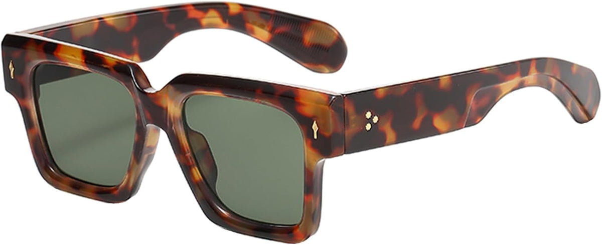 Onrtry Thick Square Frame Sunglasses for Women Men Trendy Chunky Rectangle Sun Glasses Black Shades UV Protection