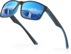 Polarized Sunglasses for Men, Lightweight Mens Sunglasses UV400 Protection, Black Square Sun Glasses Driving Fishing