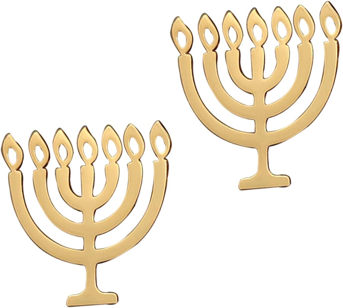 Stainless Steel Jewish Menorah Cuff links Religious Amulets