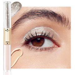 Double-Headed Liquid Sparkling Eyeshadow Eyeliner Pen for Women, Ultra - Fine Tip Glitter Shimmer Liner Shadow for Eye Makeup, High-Pigment Highlighter Brightener Stick,Waterproof Quick - Drying (2#)