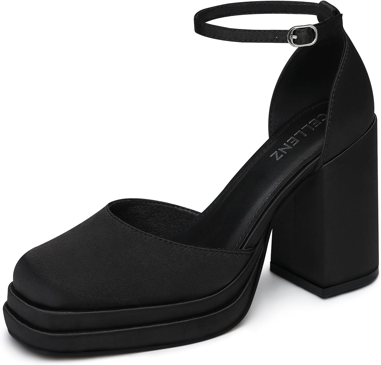 Women Chunky High Heels: Comfortable Ankle Strap Platform Pumps, Dress Wedding Shoes Party Bridal Graduation Pumps Black White Hot Pink Size 6-11