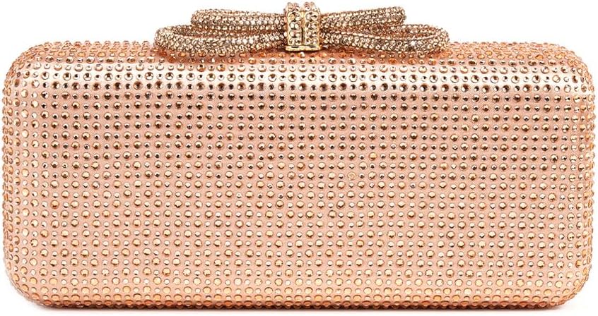 Sparkly Diamond Evening Purses for Women Rhinestone Bow Clutch Glitter Handbag for Party Prom Wedding