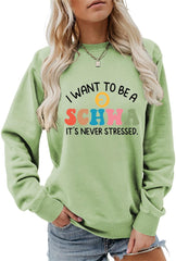 Literacy Teacher Sweatshirt Women I Want to Be a Schwa Graphic Long Sleeve Shirt English Reading Teacher Pullovers