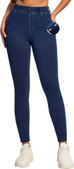 IUGA Jeggings for Women Tummy Control Stretchy Jeans for Women High Waisted Pull on Skinny Jean Leggings with Pockets Trendy