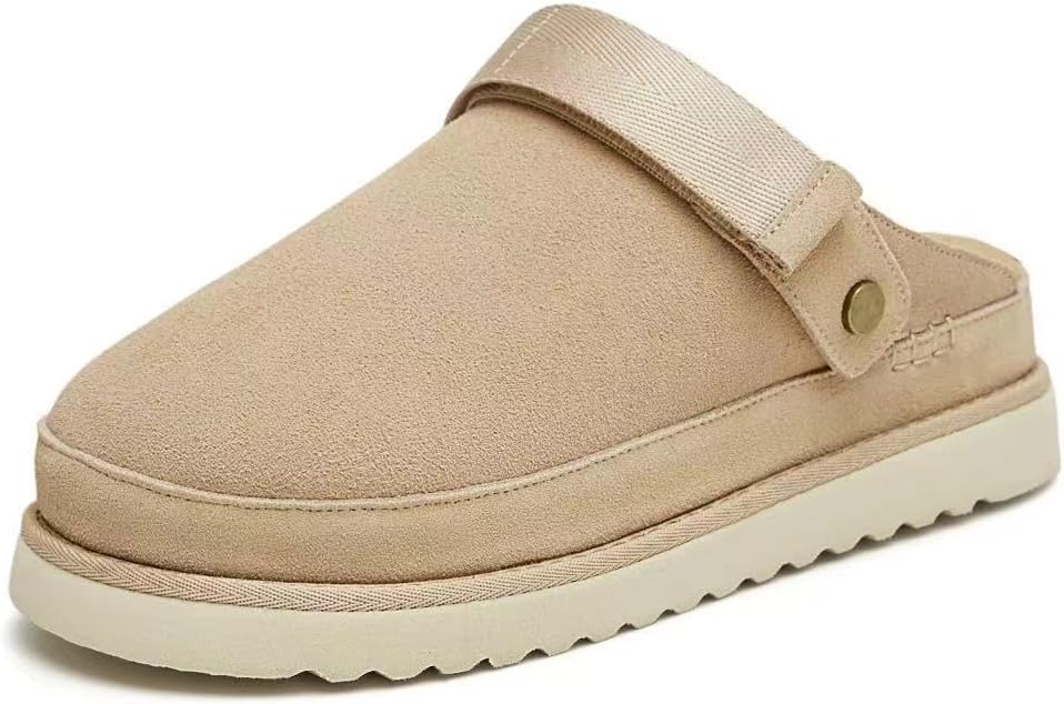 Fashionable Women's Casual Mules and Hoodies, Outdoor Non Slip Slippers, Suede Adjustable Heel with Slippers
