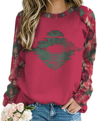 Crewneck Sweatshirts for Women Western Ethnic Style Long Sleeve Pullover Tops Aztec Print Fall Winter Sweatshirt