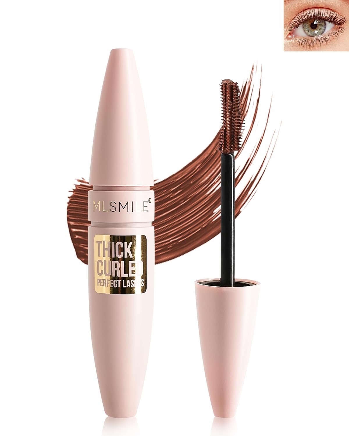 Brown+Burgundy Waterproof Mascara, Lashes Extension Mascara with Dual-Sided Brush, Great for Lengthening and Volumizing Eyelashes, Colored Tube Máscara No Clumping, Long Wear, Smudge-Proof-E