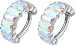 G23 Titanium Hypoallergenic Cubic Zirconia Hoop Huggie Diamond Pave Cuff Ear Climbers Cartilage Stud Earrings for woman man