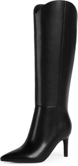 Knee High Boots Women Pointed Toe Tall Boots 3 In Stiletto High Heel Long Boots Side Zipper Dress Knee High Boots