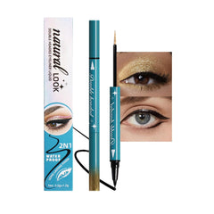 Double-Headed Liquid Sparkling Eyeshadow Eyeliner Pen for Women, Ultra - Fine Tip Glitter Shimmer Liner Shadow for Eye Makeup, High-Pigment Highlighter Brightener Stick,Waterproof Quick - Drying (2#)