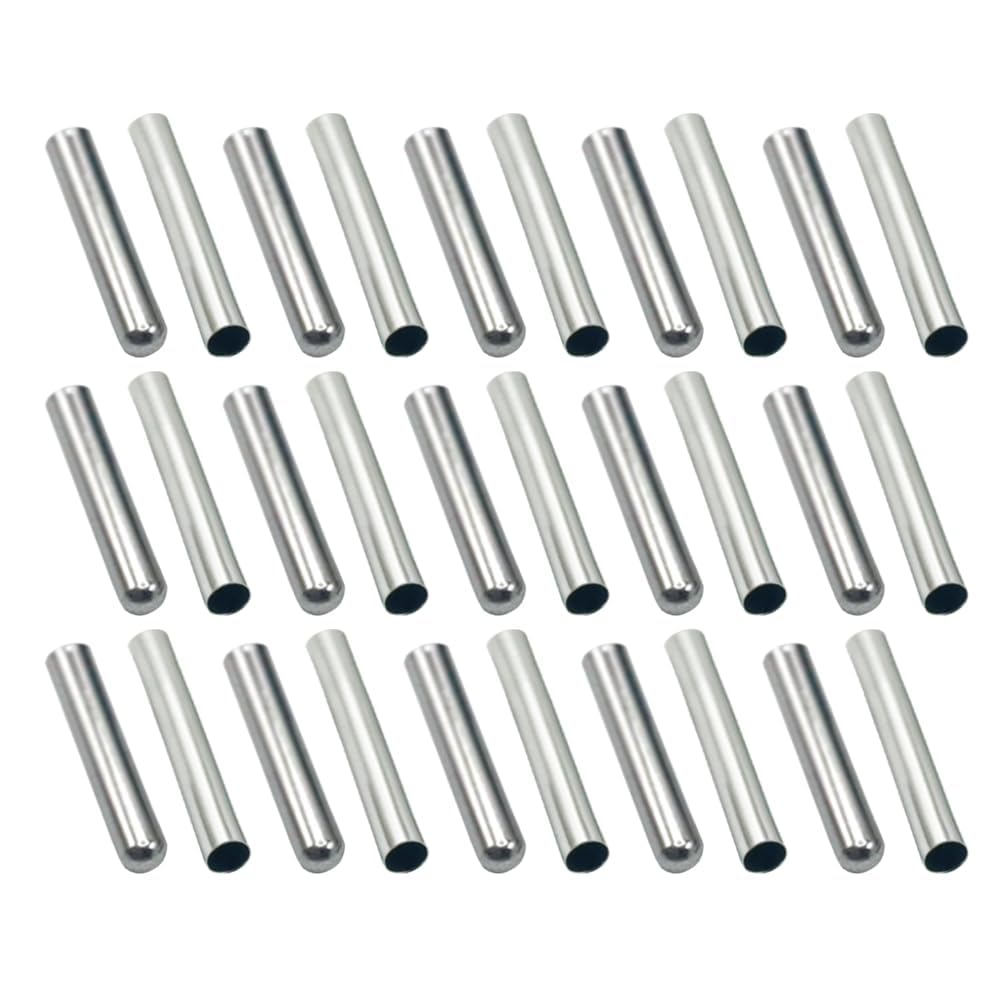 100PCS Stainless Steel Round Tip Temperature Probe Housing Case for PT100 & DS18B20 Sensors, 7 x 50 mm Blind Pipe Sleeve JEBHANNE