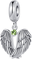 Wings of Angels Love Protection Cubic Zirconia Birthstones Dangle Charm Compatible with Pandora Charms Bracelets