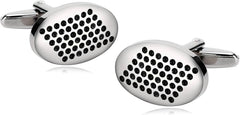 Gualiy Men Cufflinks, Men's Stainless Steel Cufflinks Dots Pattern Oval Cufflink Jewelry