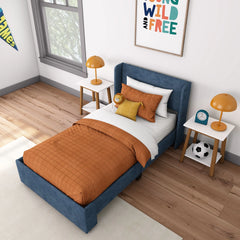 Max and Lily Twin-Size Upholstered Bed with Rectangular Headboard