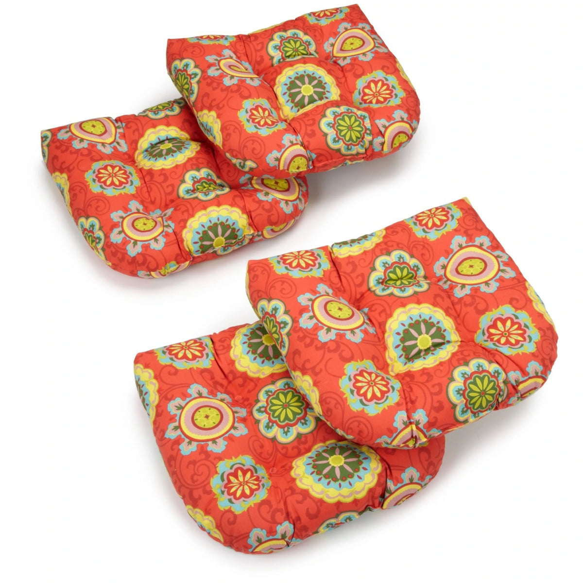 19-inch Rounded Back Tufted Indoor/Outdoor Chair Cushions (Set of 4) - 19" x 19"