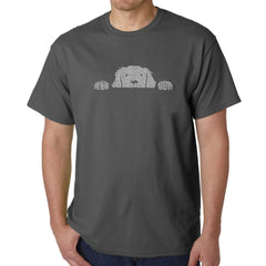 LA Pop Art Men's Word Art T-shirt - Peeking Dog