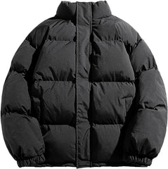 Puffer Jacket Winter Windproof Warm Stand Collar Zip-Up Quilted Jackets Lightweight Winter Warm Long Sleeve Parkas