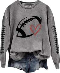 Football Mom Crewneck Sweatshirts Women Funny Printed Graphic Sweatshirts Long Sleeve Game Day Rugby Shirt Pullover