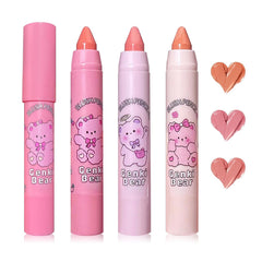 3 Colors Blush Stick with Makeup Sponges,Matte Solid Cream Blush,Multi-Use Blush Stick for Cheeks,Lips and Eye,High Pigmented Makeup Sticks Set A2