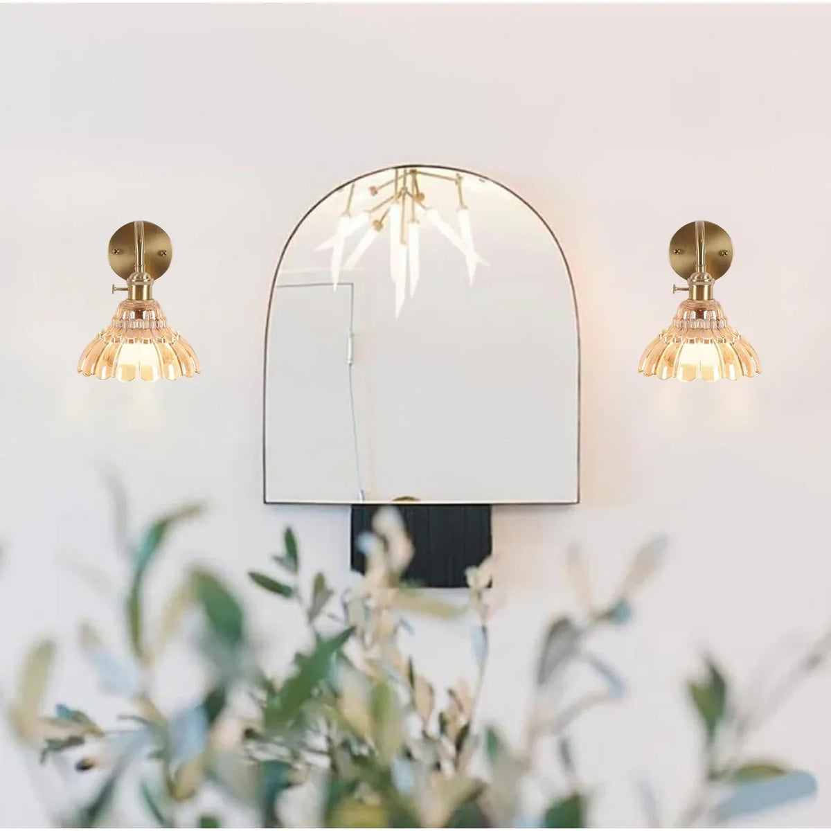 2 Pack wall lights gold bathroom sconce glass, metal lighting fixtures
