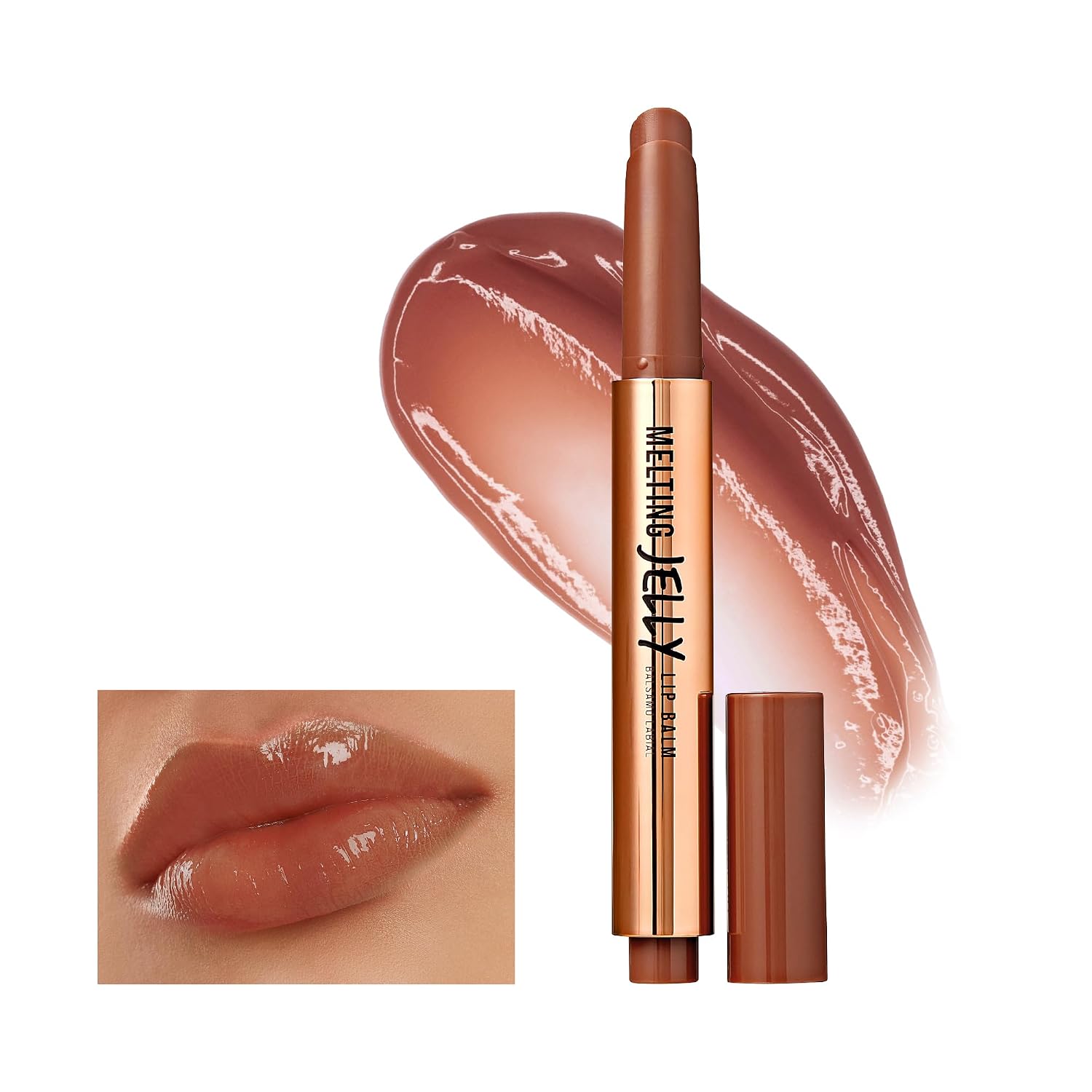 Professional Melting Jelly Lip Balm, High Shine & Moisturizing Lip Stick, Long Lasting, Plumping Effect Look, Non-Sticky & Not Cakey, Easy Application & Natural Coverage (Ice Jelly)