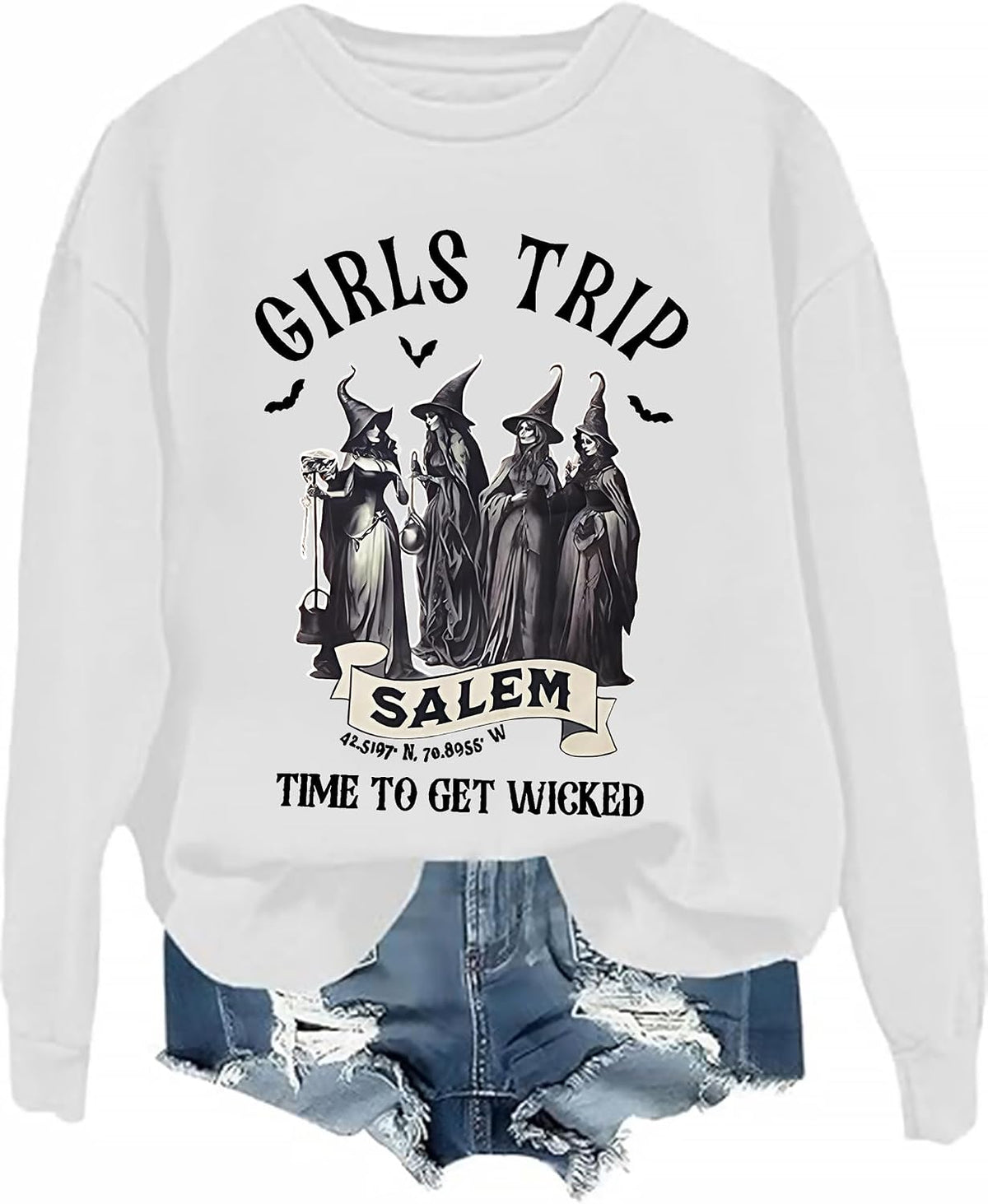 Halloween Sweatshirts Women Girls Trip Salem Sweatshirt Salem Massachusetts Shirt Girls Trip Shirts