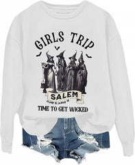Halloween Sweatshirts Women Girls Trip Salem Sweatshirt Salem Massachusetts Shirt Girls Trip Shirts