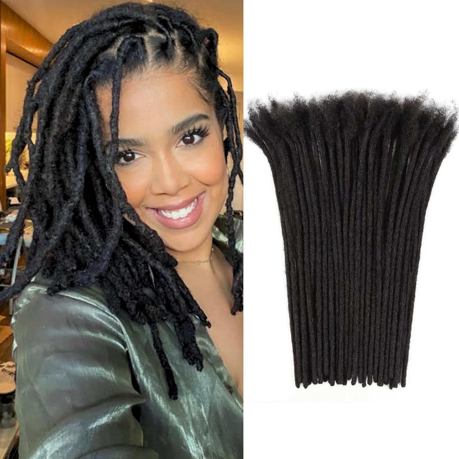 Afro Kinkys Bulk Human Hair for, Loc Repair, Twists, Afro Kinky Curly Human Hair Bulk Hair For Dreadlocks Extensions Bulk Human Braiding Hair (1B# 8inch 30g/Pack)