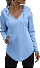 Waffle Hoodie Sweatshirts Tops For Women Long Sleeve Fall Pullover Y2K Shirts Baggy Clothes with Drawstring Pocket