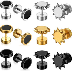 Aroncent Stud Earrings for Men Women Fake Gauge Fake Earrings Stainless Steel Earrings 8MM Rosegold