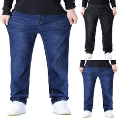 Mens Plus Size Baggy Jeans 7XL Drawstring Elastic Waist Pull On Denim Pants Loose Wide Leg Comfortable Trousers