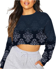 Crop Sweatshirts for Women Fashion Y2k Cute Pullover Long Sleeve Gradient Comfy Fashion Casual Round Neck Tops Army Green