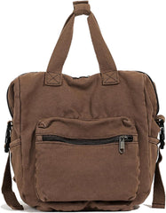 Backpack Canvas Backpack For Women Shoulder Bag Vintage Daypack Multi Purpose School And Travel Handbag Crossbody Pack(Khaki)