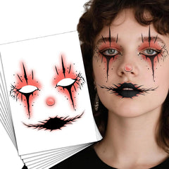 Halloween Face Tattoos Stickers Dark Witch Face Makeup Decal Day of the Dead Fake Eyeshadow Eyeliner Stickers with Pumpkins and Bats for Adults Party Masquerade Temporary Tattoos