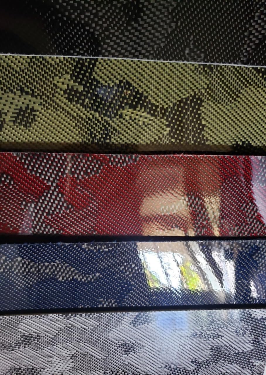 6"x12"x3/32'' Camouflage Weave Ultra-Strong 100% Solid Carbon Fiber Sheet - UV-Protected Gloss Finish - Ideal for Cars, Motorcycles, Drones & DIY Creations (1, Red, 3/32'')