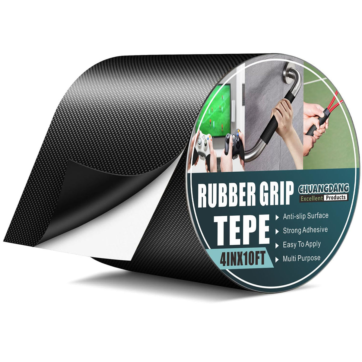 Black Grip Tape,4In x10Ft,Rubber Anti Slip Tape,Textured Ultra-Thin Grip Tape for desktops, Grips, armrests,Small Objects,Mobile Phones, Secure Hold,Friction,Comfort,DIY,Wear-Resistant