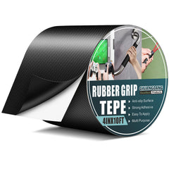 Black Grip Tape,4In x10Ft,Rubber Anti Slip Tape,Textured Ultra-Thin Grip Tape for desktops, Grips, armrests,Small Objects,Mobile Phones, Secure Hold,Friction,Comfort,DIY,Wear-Resistant