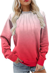 Sweatshirt for Womens Crew Neck Long Sleeve Gradient Pullover Tops Soft Outfits Casual Lightweight Pleated Clothes