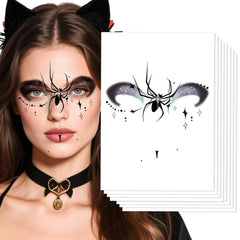8Pcs Halloween Scary Semi Face Tattoos, Spooky Halloween Face Tattoos Stickers, Face Temporary Tattoos,Face Makeup Tattoo Stickers for Halloween Cosplay Party DIY Decorations