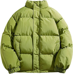 Puffer Jacket Winter Windproof Warm Stand Collar Zip-Up Quilted Jackets Lightweight Winter Warm Long Sleeve Parkas