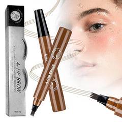 Magic Eyebrow Contouring Brown Black Pencil, 2025 New Microblading Eyebrow Pencils for Women, 4-tip Waterproof Fine Medium Eye Brow Pens for Natural Eye Makeup (black)