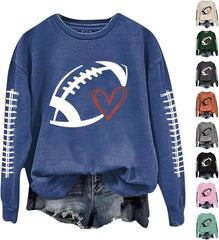 Football Mom Crewneck Sweatshirts Women Funny Printed Graphic Sweatshirts Long Sleeve Game Day Rugby Shirt Pullover