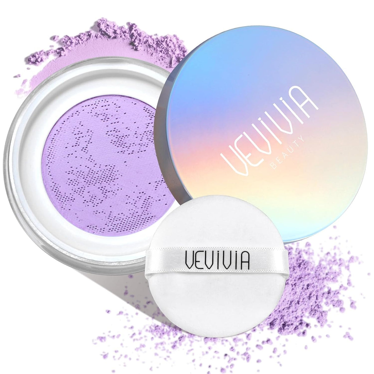 Vevivia Setting Powder - Creaseless Face Powder, Long Lasting Loose Powder Makeup with Blurring and Natural Finish, Loose Setting Powder for All Skin Types, Shine Control, Up to 24 Wear, Lavender