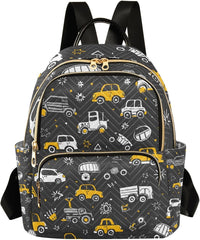 ALAZA Cute Toy Truck Cars Small Backpack Purse for Women Travel Bag Lightweight Shoulder Bag Fashion Daypack302
