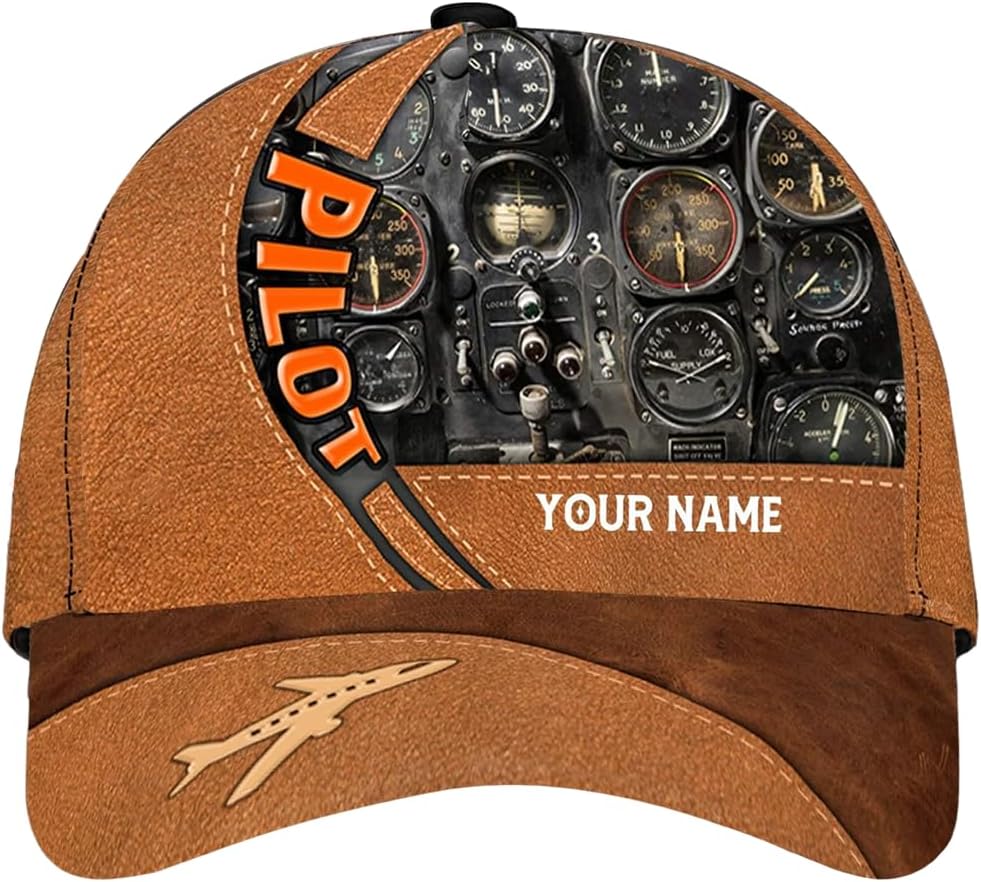 Custom Pilot Cap, Personalized Pilot 3D Cap with Name, Pilot Hat,Gifts for Pilot, Men, Women, Team, Birthday, Christmas