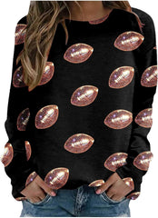 Game Day Shirt for Women Sequin Football Sweatshirt Crewneck Long Sleeve Pullover Tops Holiday Mardi Gras Sweatshirts