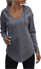 Waffle Hoodie Sweatshirts Tops For Women Long Sleeve Fall Pullover Y2K Shirts Baggy Clothes with Drawstring Pocket