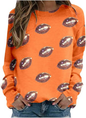 Game Day Shirt for Women Sequin Football Sweatshirt Crewneck Long Sleeve Pullover Tops Holiday Mardi Gras Sweatshirts