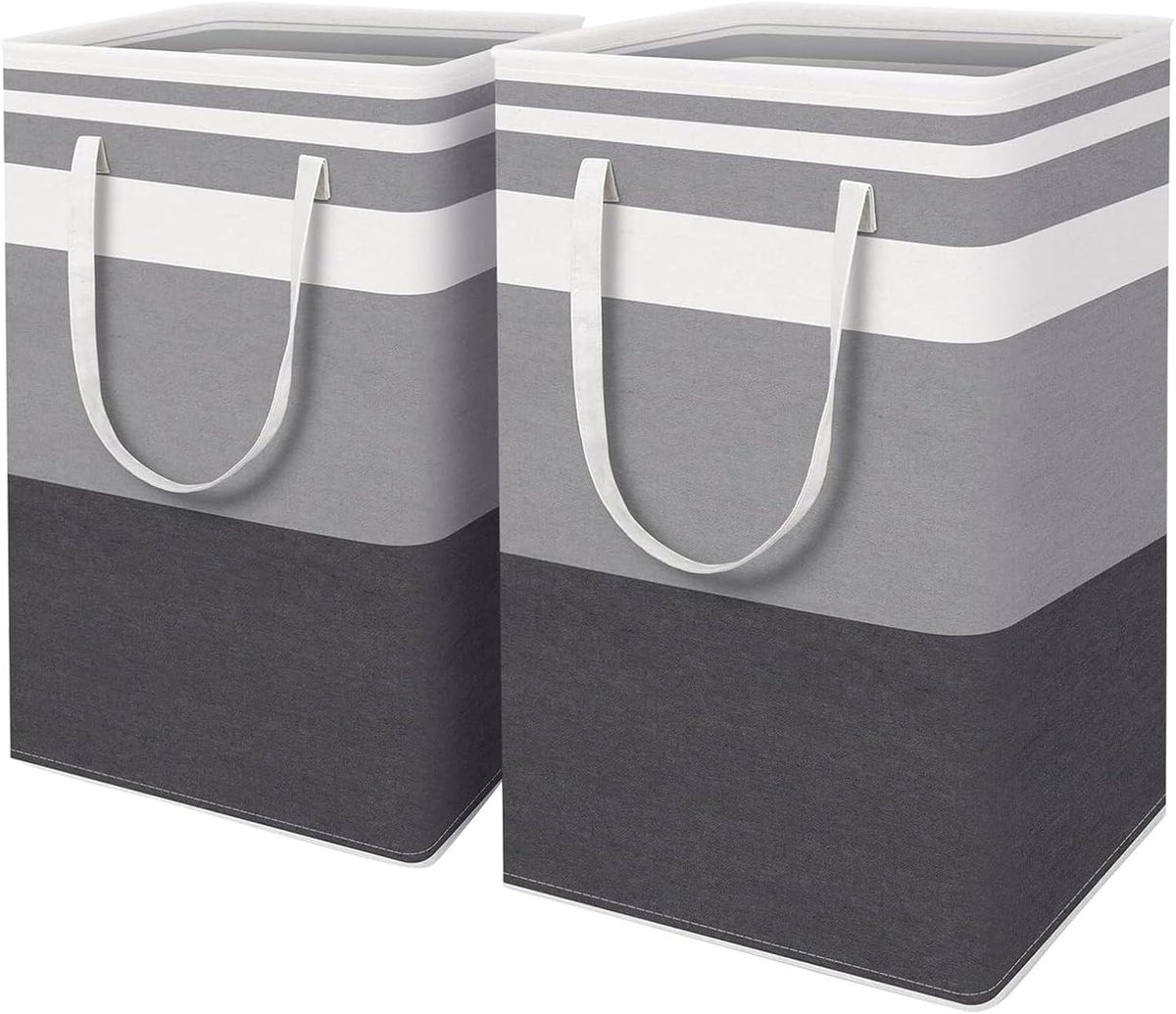 2-Pack Collapsible Large Laundry Basket, 75L Slim Freestanding Waterproof Laundry Hampers with Easy Carry Handles,Dirty Clothes Hamper for College Dorm Laundry Room Bathroom Bedroom